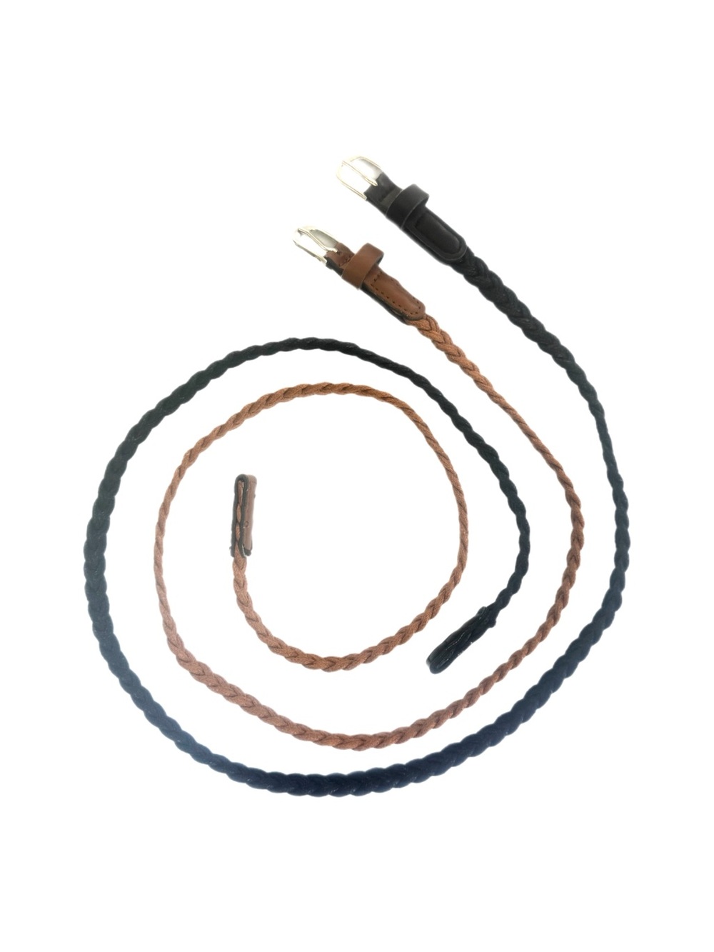 Kids Braided Skinny Belt Set - Black & Brown